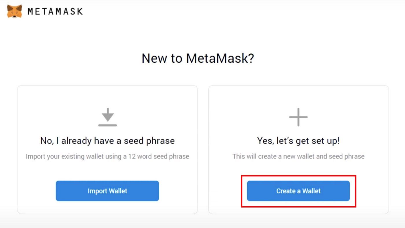 Creation of the new wallet using Metamask